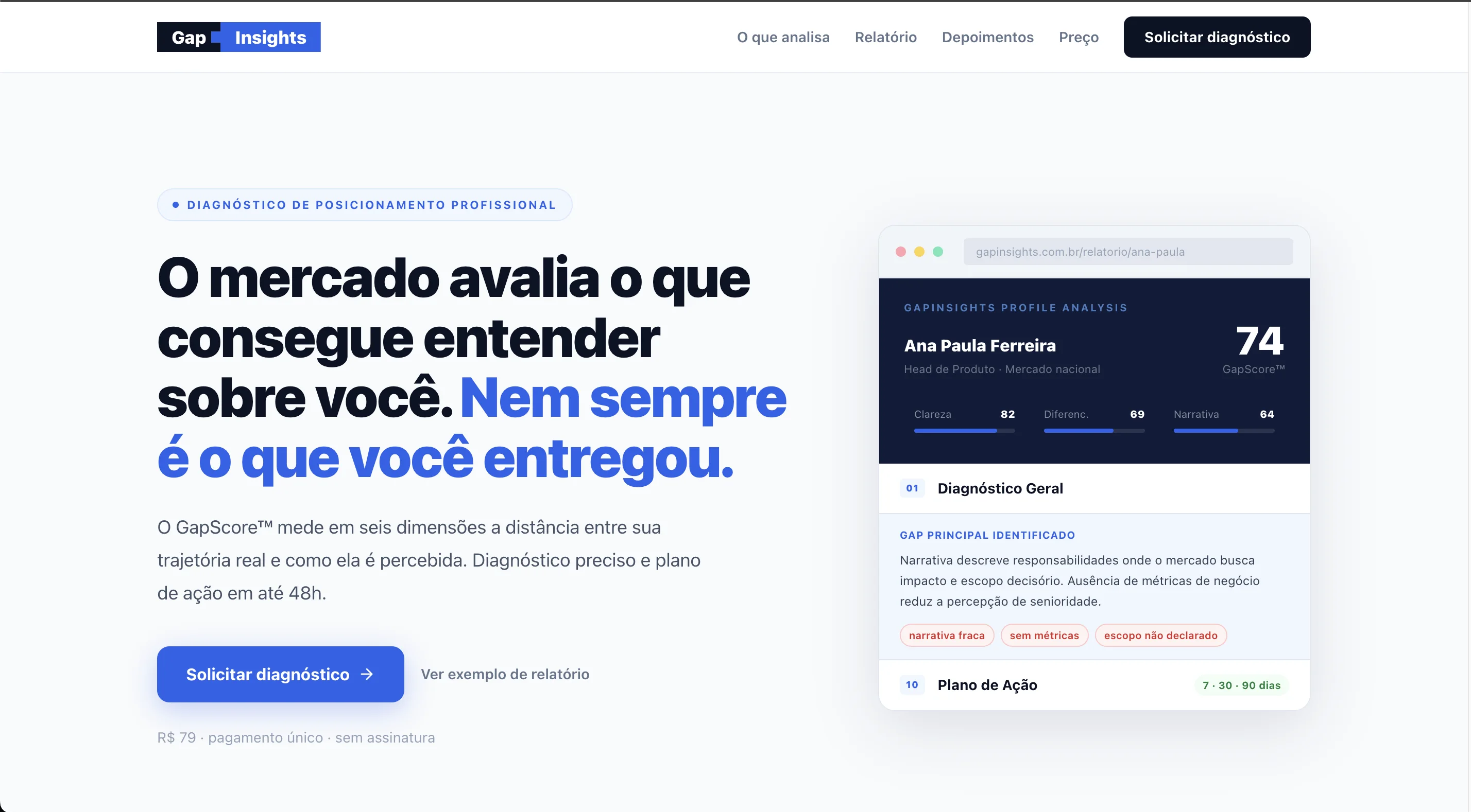 Landing page do GapInsights